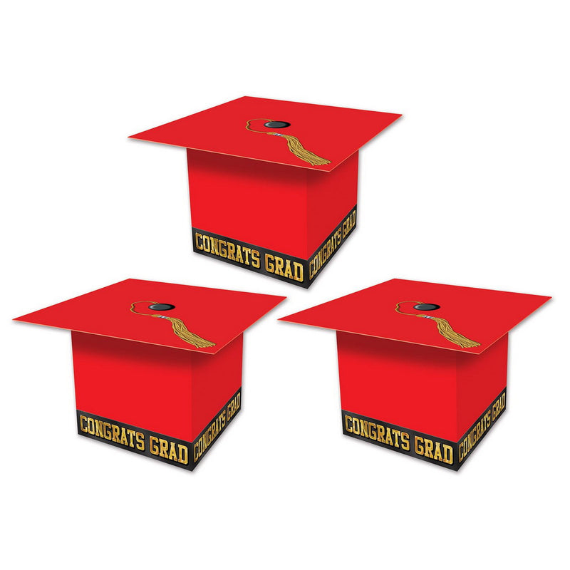 Grad Cap Favor Boxes – 3¼" x 3¼" – (3/Pkg) by Beistle for Graduation