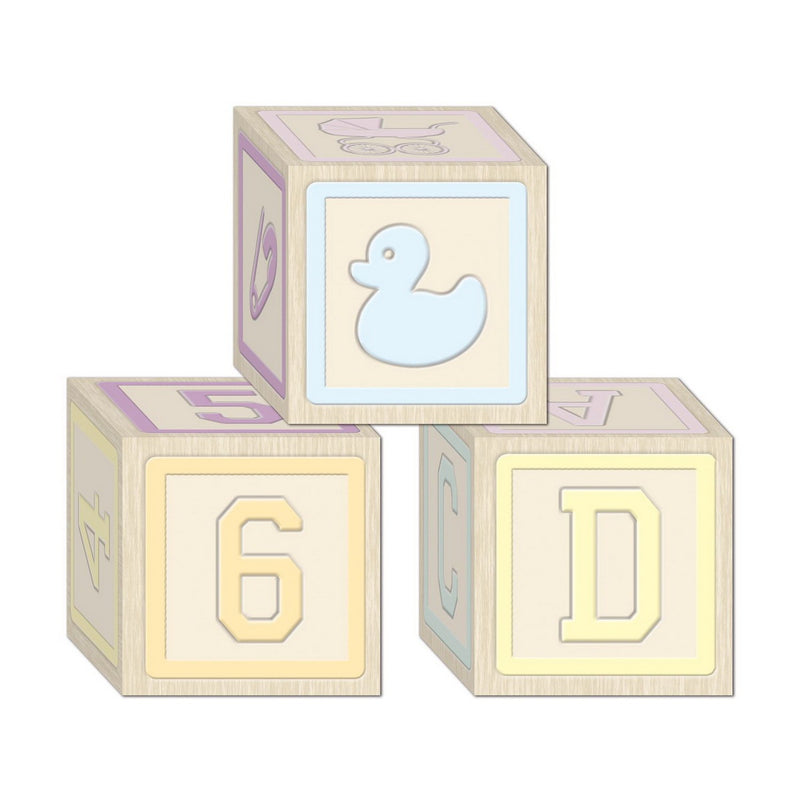 Baby Blocks Favor Boxes – 3¼" x 3¼" – (3/Pkg) by Beistle for Baby Shower