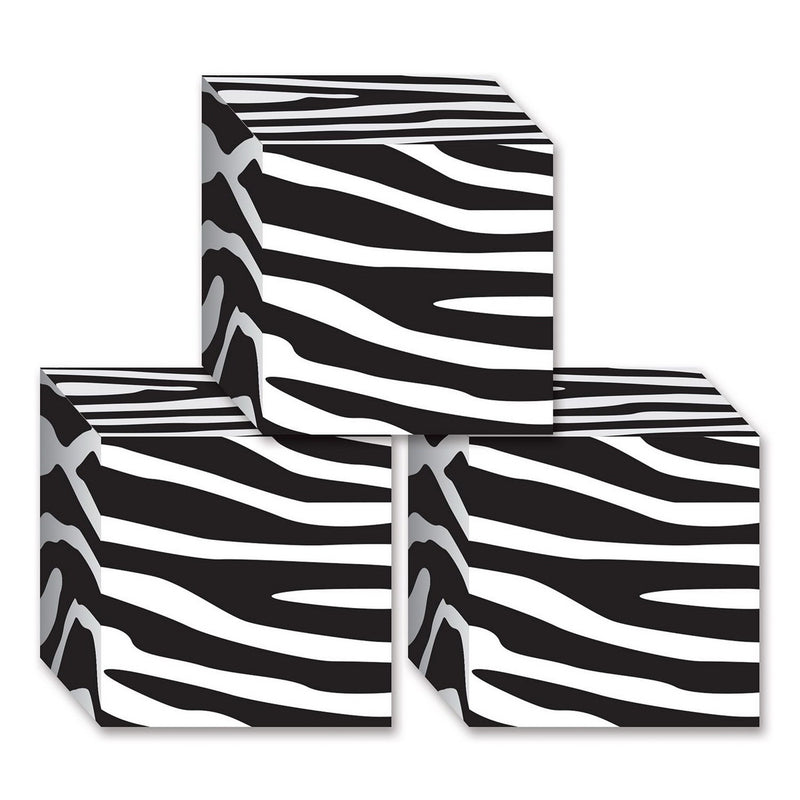 Zebra Print Favor Boxes – 3¼" x 3¼" – (3/Pkg) by Beistle for Jungle