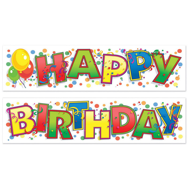 Happy Birthday Banner – 15" x 5' – (2/Pkg) by Beistle All-Weather
