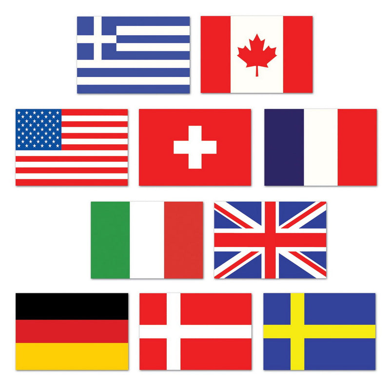 Mini International Flag Cutouts – 4½" – (10/Pkg) by Beistle Printed