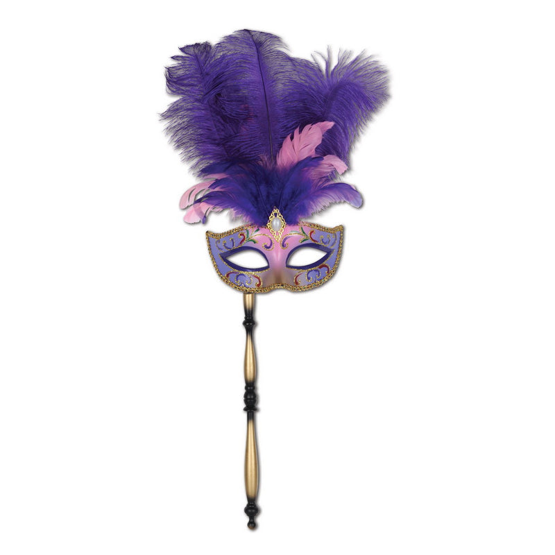 Costume Mask w/Stick by Beistle for Mardi Gras Novelty