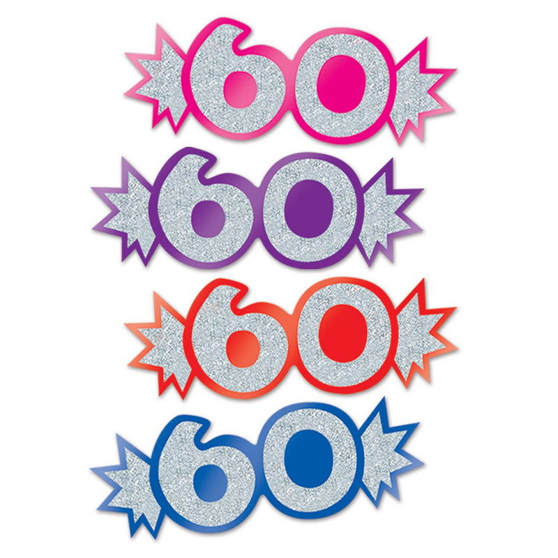 "60" Mini Glittered Foil Cutouts – 5½" – (8/Pkg) by Beistle for Age-specific birthday