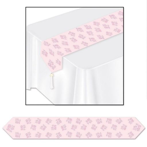 Printed It's A Girl! Table Runner – 11" x 6' – (1/Pkg) by Beistle for Baby Shower Table Runners - Printed