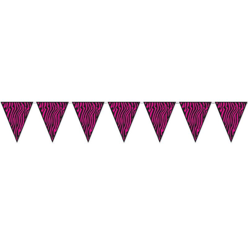 Zebra Print Pennant Banner – 11" x 12' – (1/Pkg) by Beistle for Sweet 16 Pennant Banners