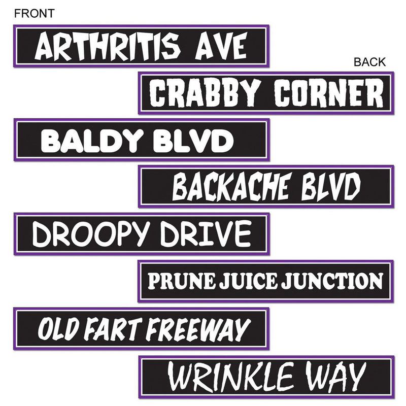 Over The Hill Street Sign Cutouts – 4" x 24" – (4/Pkg) by Beistle for Over-The-Hill Printed