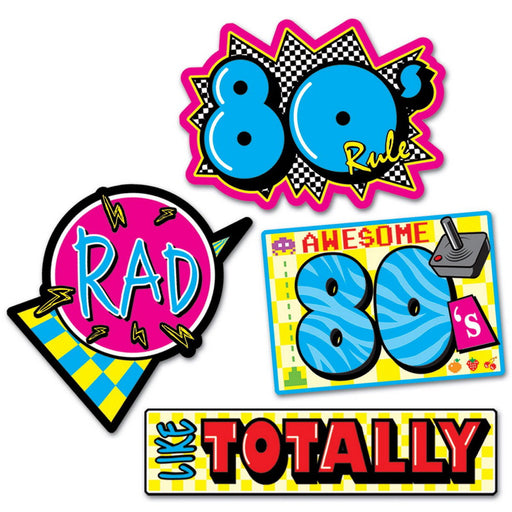 Awesome 80's Cutouts – 13"-15½" – (4/Pkg) by Beistle Printed