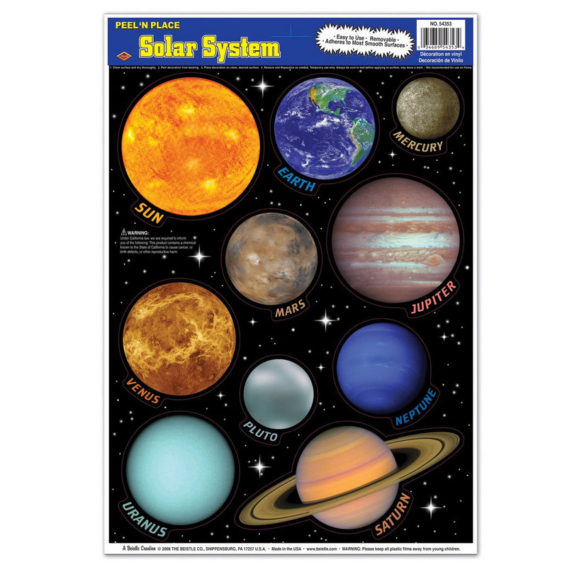 Solar System Peel 'N Place – 12" x 17" Sh – (10/Sh) by Beistle for Educational