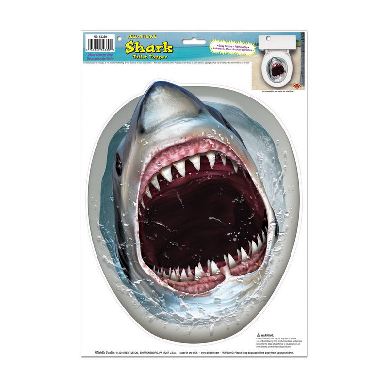 Shark Toilet Topper Peel 'N Place – 12" x 17" Sh – (1/Sh) by Beistle