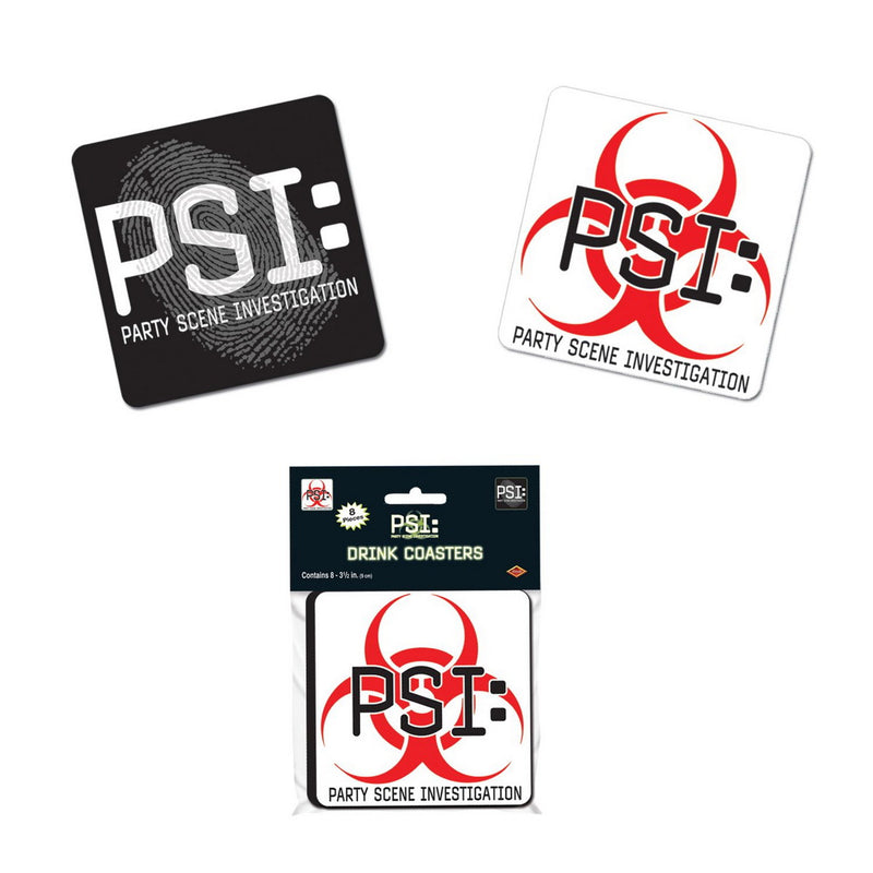 PSI Coasters – 3¼" – (8/Pkg) by Beistle for Crime Scene
