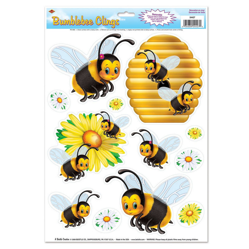 Bumblebee Clings – 12" x 17" Sh – (12/Sh) by Beistle for Spring and Summer Window Clings