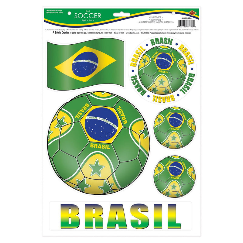 Peel 'N Place - Brasil – 12" x 17" Sh – (6/Sh) by Beistle for Soccer
