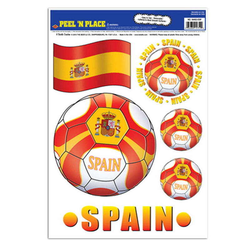 Peel 'N Place - Spain – 12" x 17" Sh – (6/Sh) by Beistle for Soccer