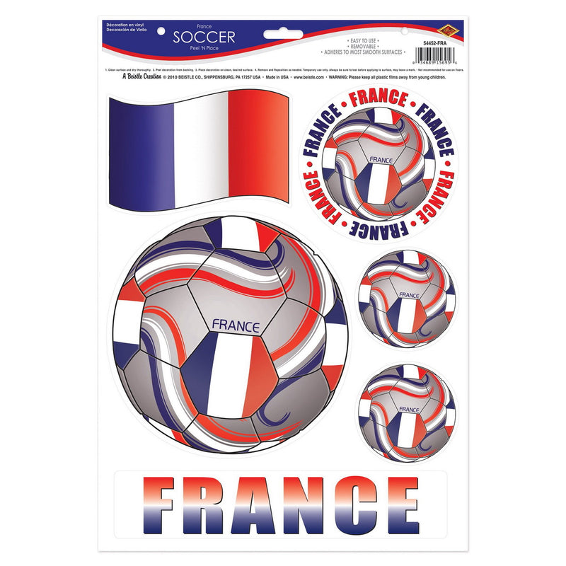 Peel 'N Place - France – 12" x 17" Sh – (6/Sh) by Beistle for Soccer