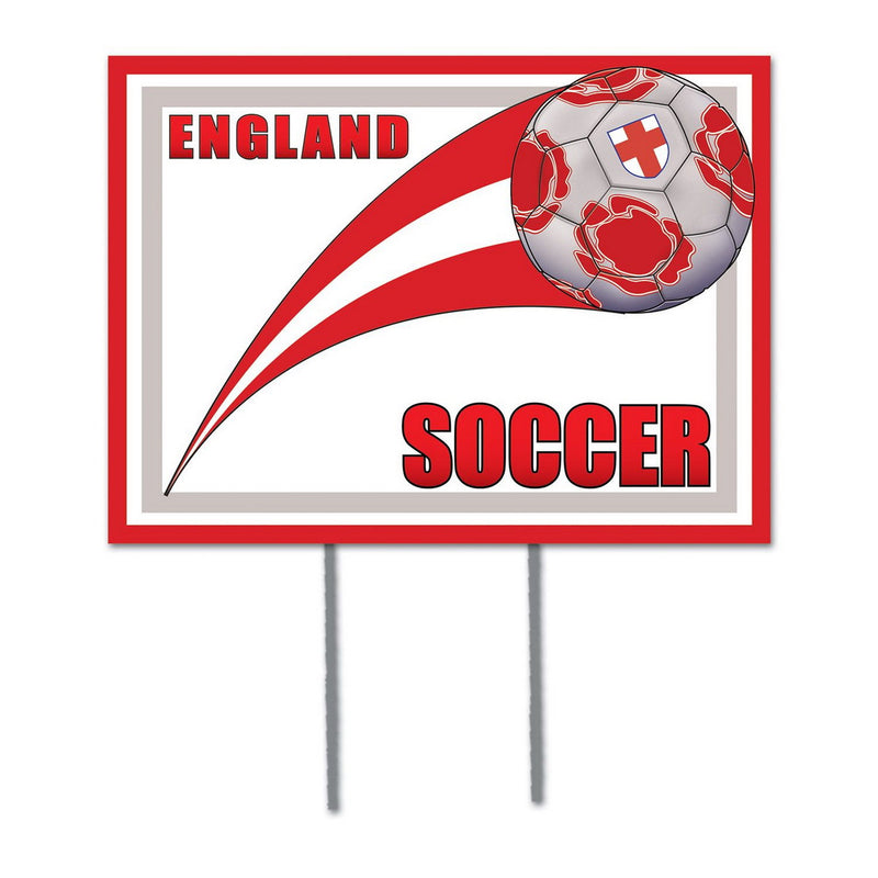 Plastic Yard Sign - England – 11½" x 15½" – (1/Pkg) by Beistle for Soccer Plastic Yard Signs