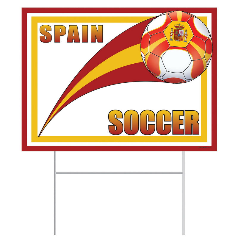 Plastic Yard Sign - Spain – 11½" x 15½" – (1/Pkg) by Beistle for Soccer Plastic Yard Signs