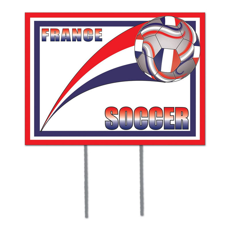 Plastic Yard Sign - France – 11½" x 15½" – (1/Pkg) by Beistle for Soccer Plastic Yard Signs
