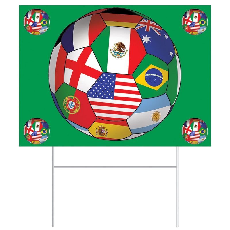 Plastic Yard Sign - International – 11½" x 15½" – (1/Pkg) by Beistle for Soccer Plastic Yard Signs