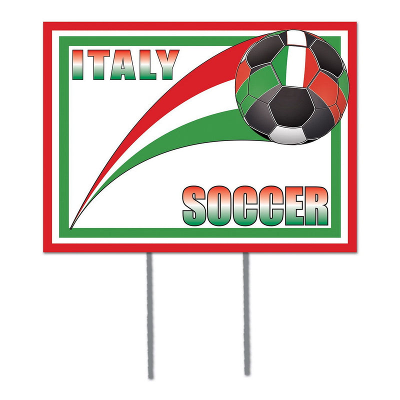 Plastic Yard Sign - Italy – 11½" x 15½" – (1/Pkg) by Beistle for Soccer Plastic Yard Signs