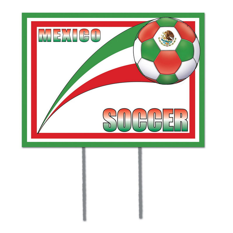 Plastic Yard Sign - Mexico – 11½" x 15½" – (1/Pkg) by Beistle for Soccer Plastic Yard Signs