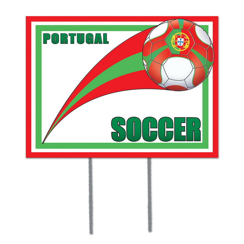 Plastic Yard Sign - Portugal – 11½" x 15½" – (1/Pkg) by Beistle for Soccer Plastic Yard Signs