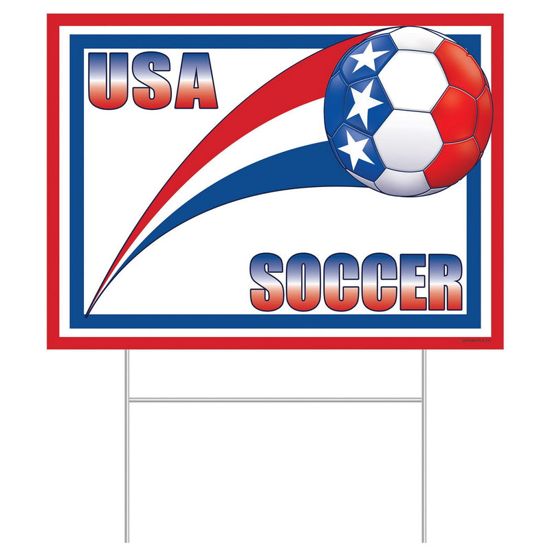 Plastic Yard Sign - United States – 11½" x 15½" – (1/Pkg) by Beistle for Soccer Plastic Yard Signs