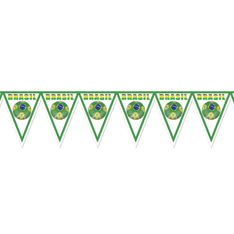 Pennant Banner - Brasil – 11" x 6' 6¾" – (1/Pkg) by Beistle for Soccer Pennant Banners