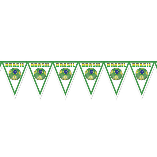 Pennant Banner - Brasil – 11" x 6' 6¾" – (1/Pkg) by Beistle for Soccer Pennant Banners
