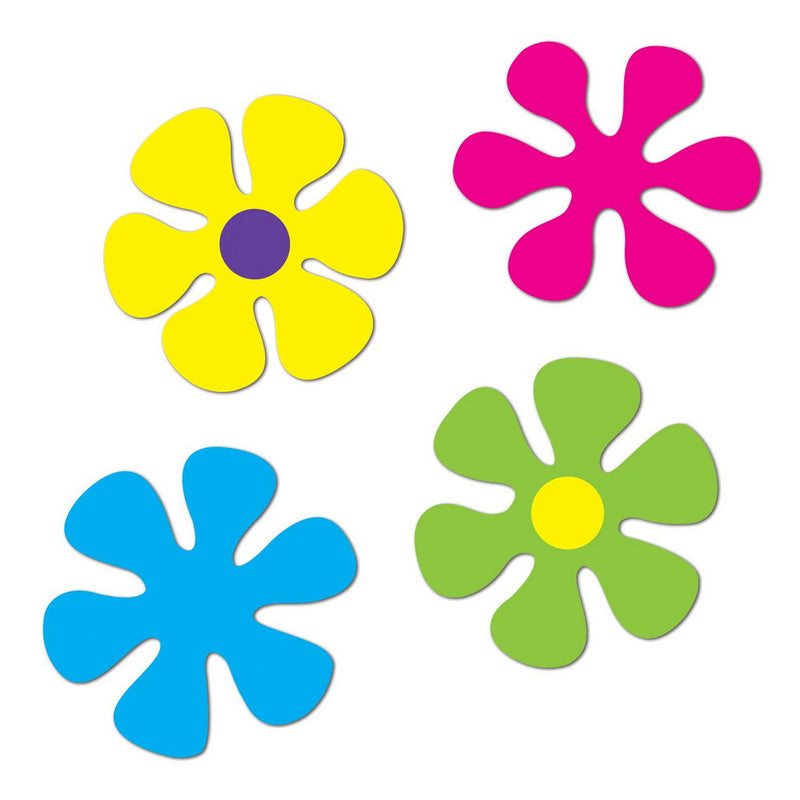 Retro Flower Cutouts – 12"-13¼" – (4/Pkg) by Beistle for 60's Printed