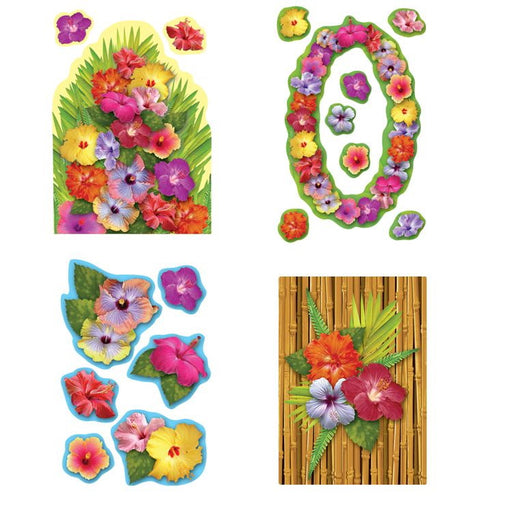 Hibiscus Cutouts – 2"-16" – (18/Pkg) by Beistle for Luau Printed