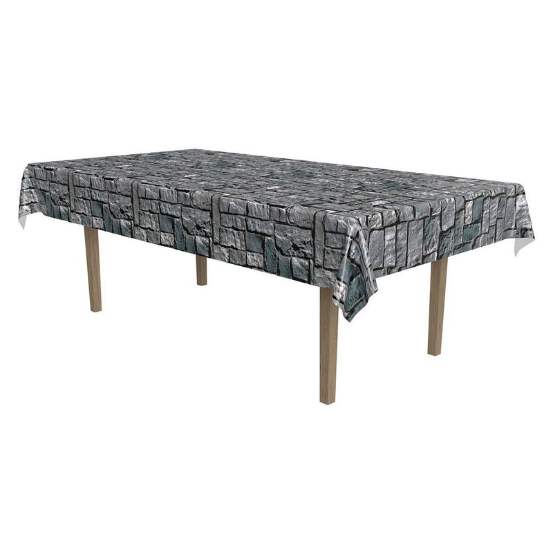 Stone Wall Tablecover – 54" x 108" – (1/Pkg) by Beistle for Medieval Table Covers - Patterned