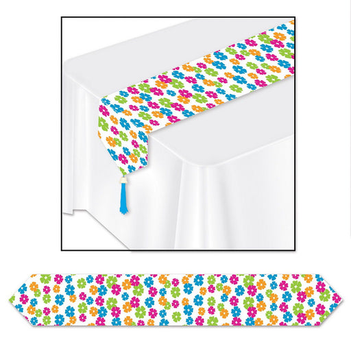 Printed Hibiscus Table Runner – 11" x 6' – (1/Pkg) by Beistle for Luau Table Runners - Printed
