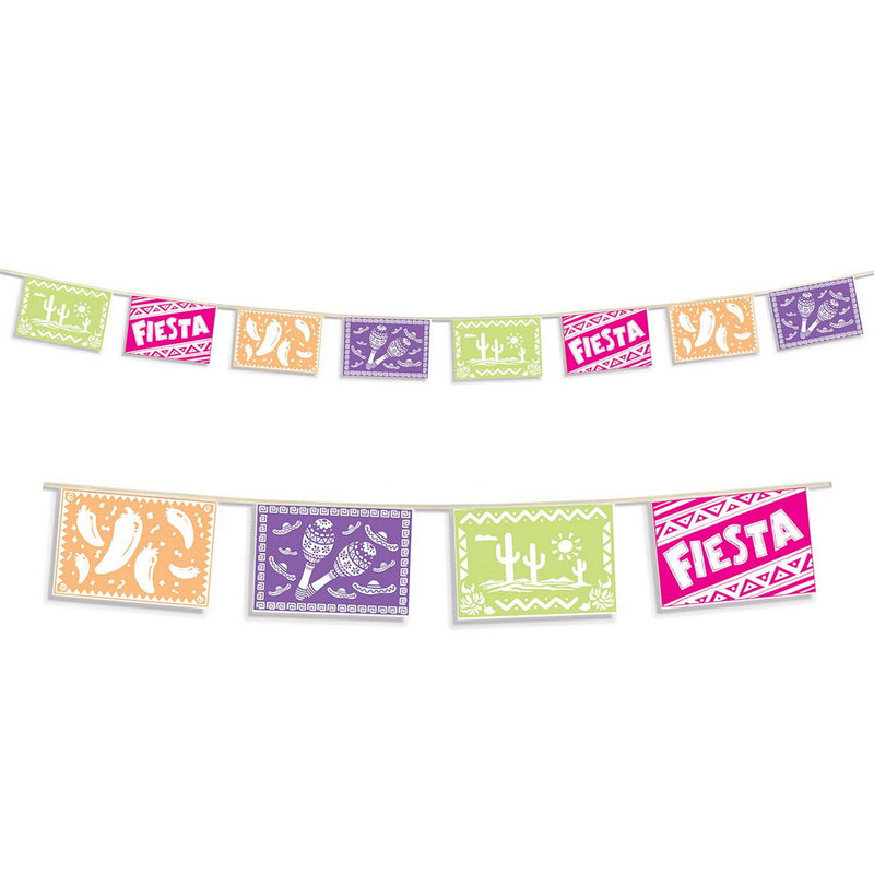 Fiesta Picado Style Pennant Banner – 8" x 12' – (1/Pkg) by Beistle for Fiesta and Cinco de Mayo Pennant Banners