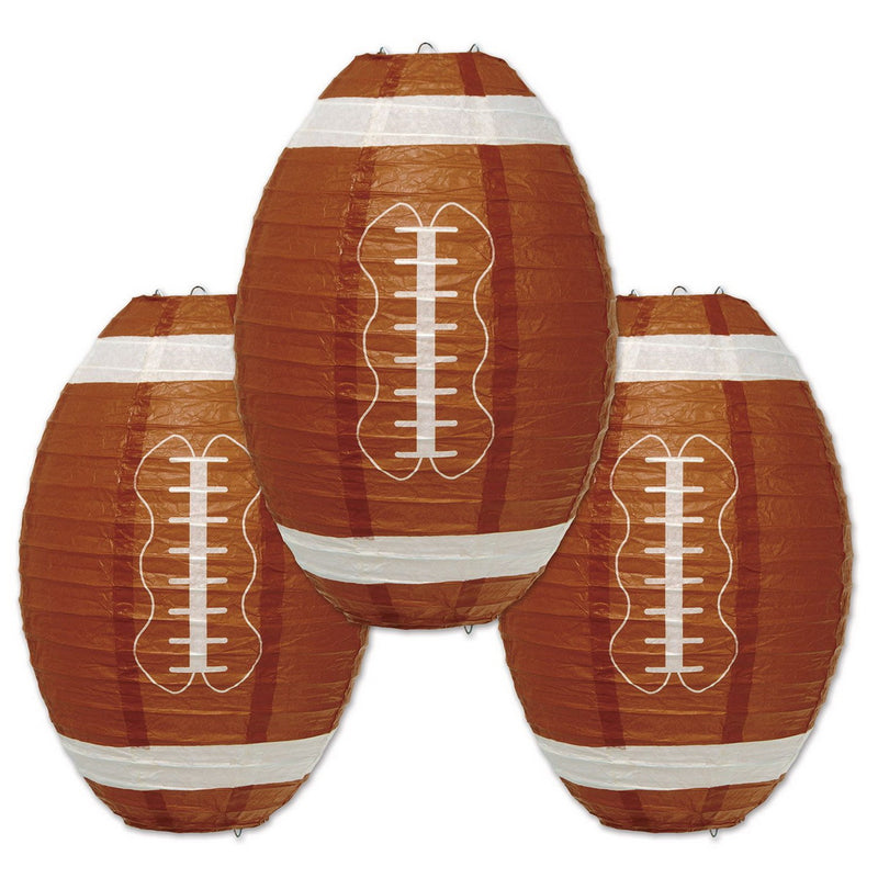 Football Paper Lanterns – 11" – (3/Pkg) by Beistle
