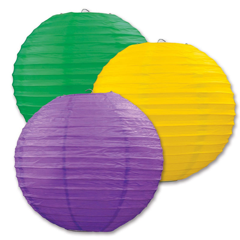 Paper Lanterns – 9½" – (3/Pkg) by Beistle for Mardi Gras