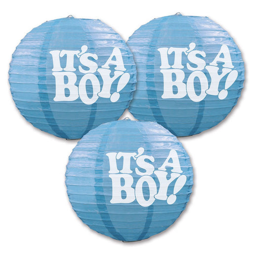 It's A Boy! Paper Lanterns – 9½" – (3/Pkg) by Beistle for Baby Shower