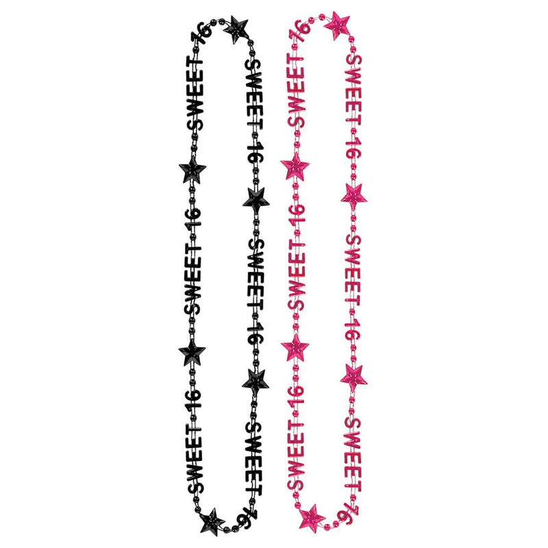 Sweet 16 Beads-Of-Expression – 35" – (2/Card) by Beistle Novelty Beads