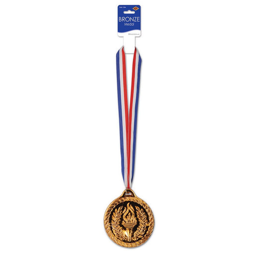 Bronze Medal w/Ribbon – 30" w/4" Medal – (1/Card) by Beistle for Sports Awards
