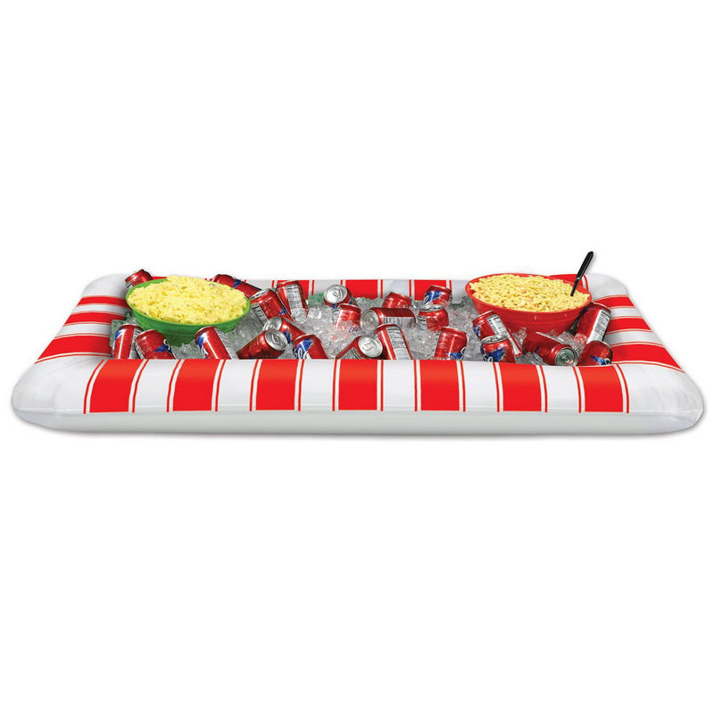 Inflatable Red&White Stripes Buffet Clr – 28"W x 4' 5¾"L – (1/Pkg) by Beistle for Circus Inflatables