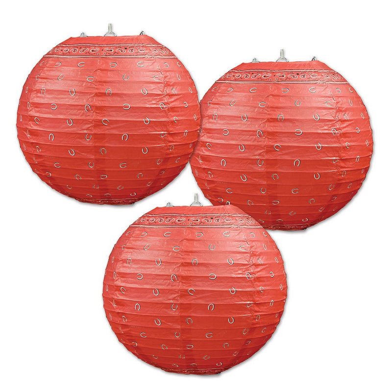 Bandana Paper Lanterns – 9½" – (3/Pkg) by Beistle for Western