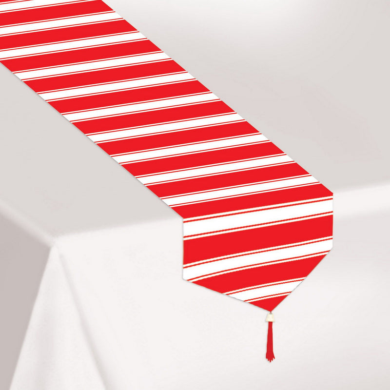 Printed Red & White Stripes Table Runner – 11" x 6' – (1/Pkg) by Beistle for Circus Table Runners - Printed