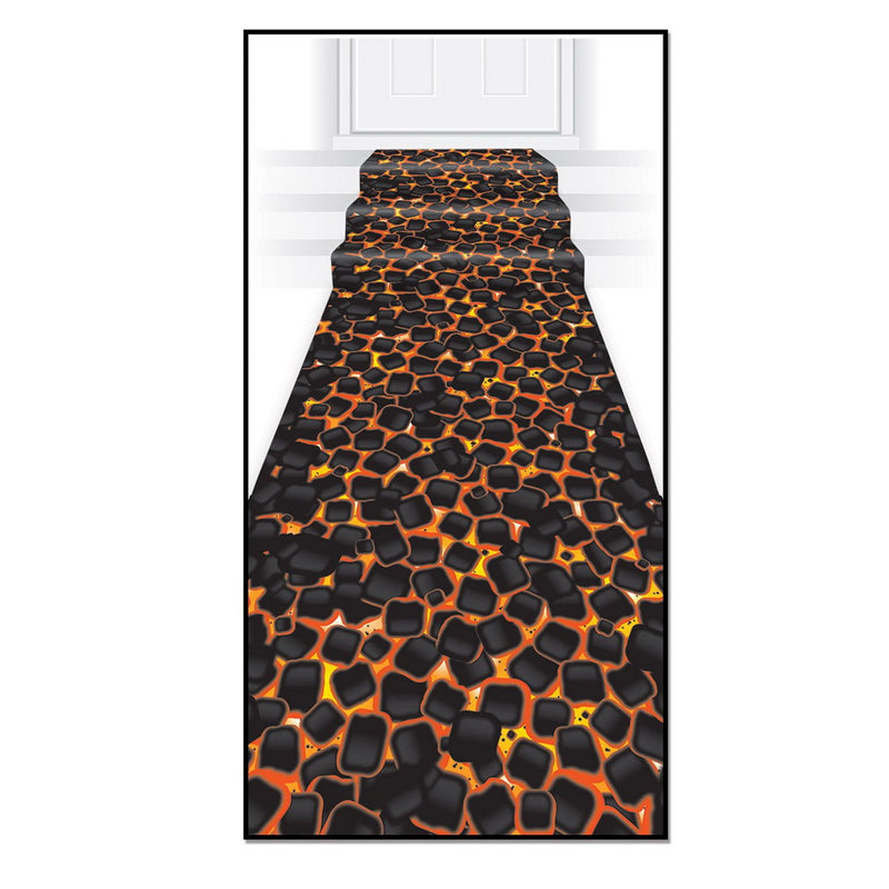 Hot Coals Runner – 24" x 10' – (1/Pkg) by Beistle for Luau Aisle Runner