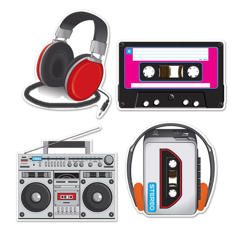 Cassette Player Cutouts – 12"-14" – (4/Pkg) by Beistle for 80's Printed