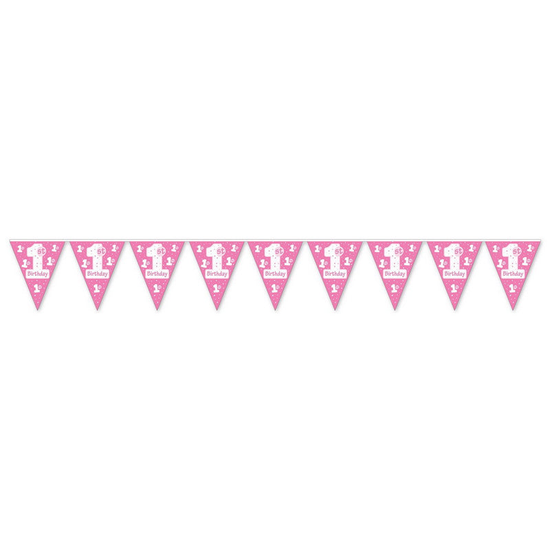 "1st" Birthday Pennant Banner – 11" x 12' – (1/Pkg) by Beistle for 1st Birthday Pennant Banners