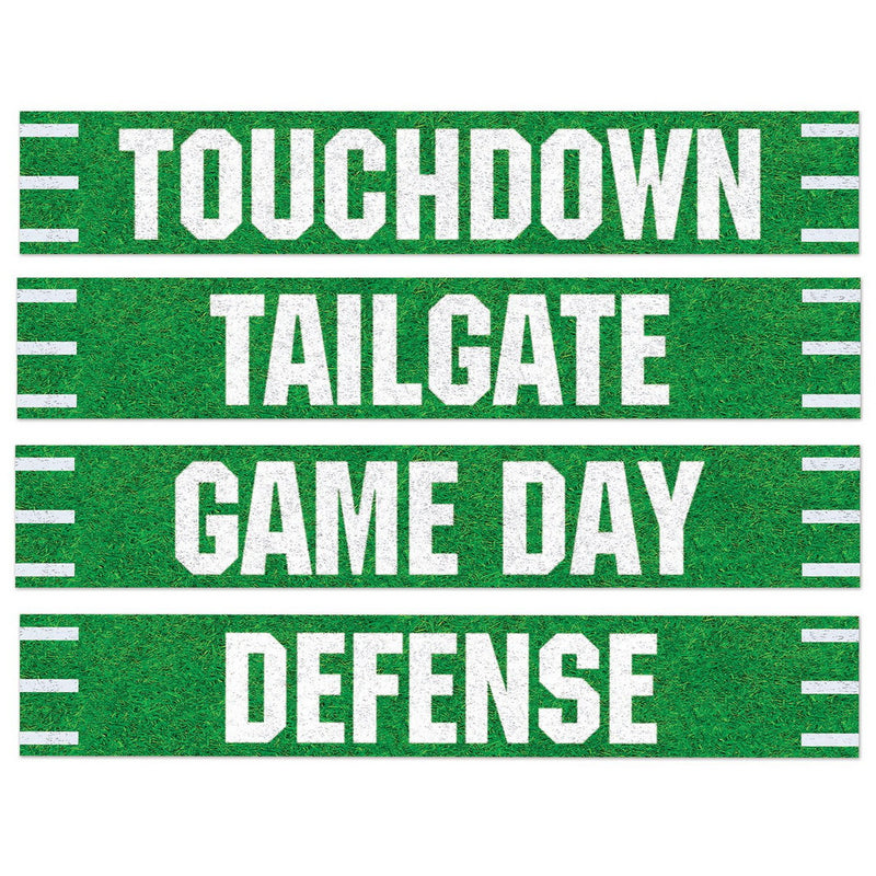 Football Street Sign Cutouts – 4" x 24" – (4/Pkg) by Beistle Printed