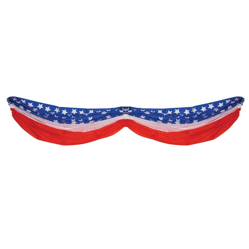 Stars & Stripes Fabric Bunting – 5' 10" – (1/Pkg) by Beistle for Patriotic
