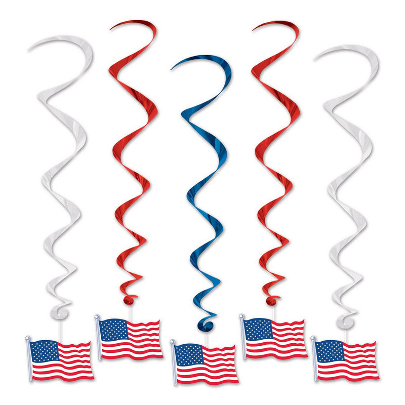 American Flag Whirls – 3' – (5/Pkg) by Beistle for Patriotic