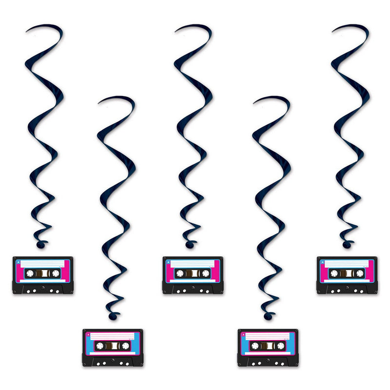 Cassette Tape Whirls – 3' 3" – (5/Pkg) by Beistle for 80's