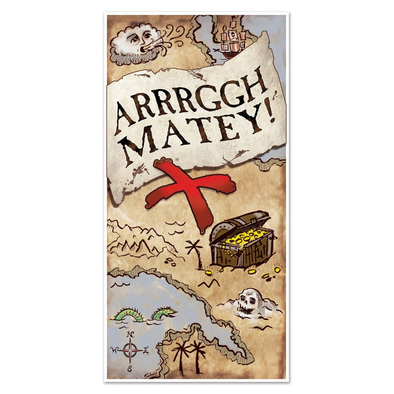 Treasure Map Door Cover – 5' x 30" – (1/Pkg) by Beistle for Pirate Door Covers