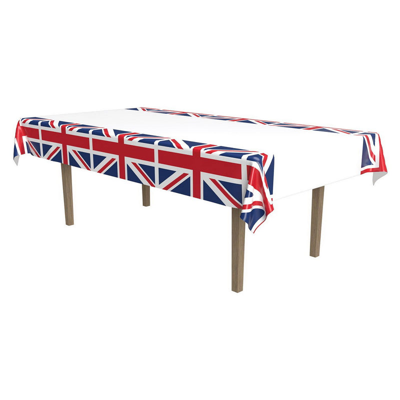 Union Jack Tablecover – 54" x 108" – (1/Pkg) by Beistle for British Table Covers - Patterned